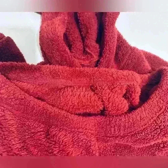 Fleece Animal Ear Hoodie, Juniors Size XL, Cropped, Maroon - Picture 7 of 10